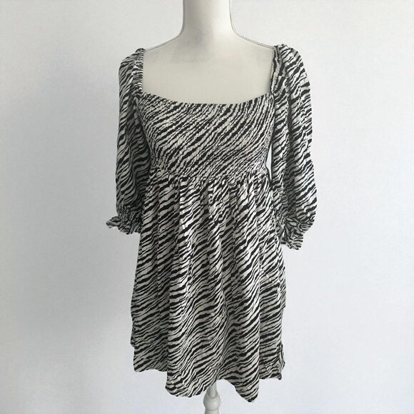 FAITHFULL THE BRAND Zebra Print Smocked Empire Waist Dress Size US 6 - Picture 1 of 9